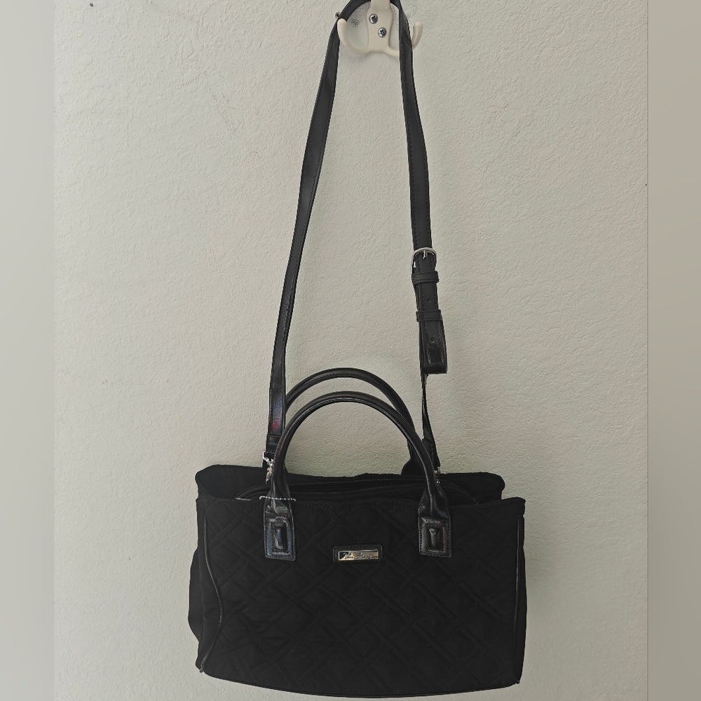 Vera Bradley Black Quilted Microfiber Shoulder Purse Handbag